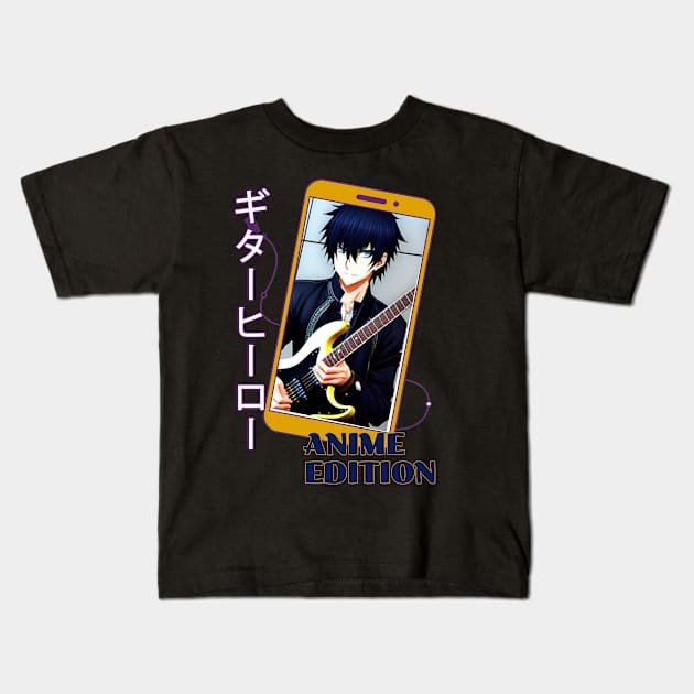 Anime Guitar God Kids T-Shirt by Kishu